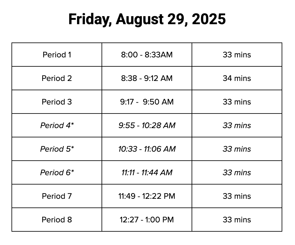 Early Dismissal Schedule