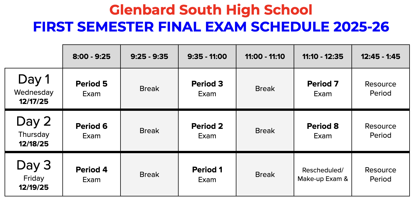 final exam schedule dec 2025