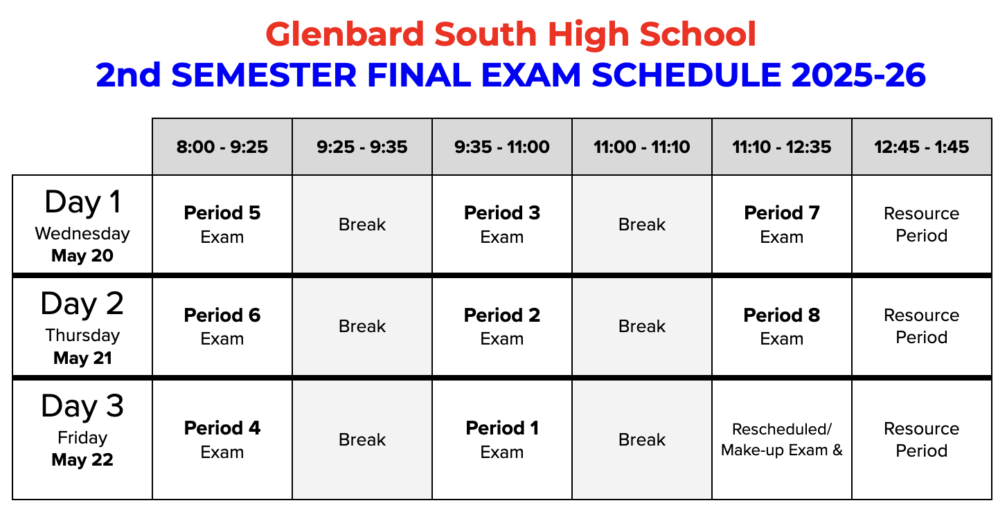 final exam schedule spring 2026